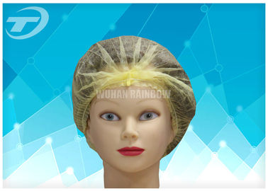 Yellow Nurse Non Woven Clip Disposable Surgical Caps With Single Elastic